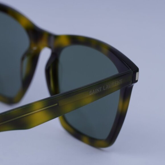 Saint Laurent SL281 SLIM 003 Sunglasses Havana Square Frame, Green Lenses - Picture 3 of 10